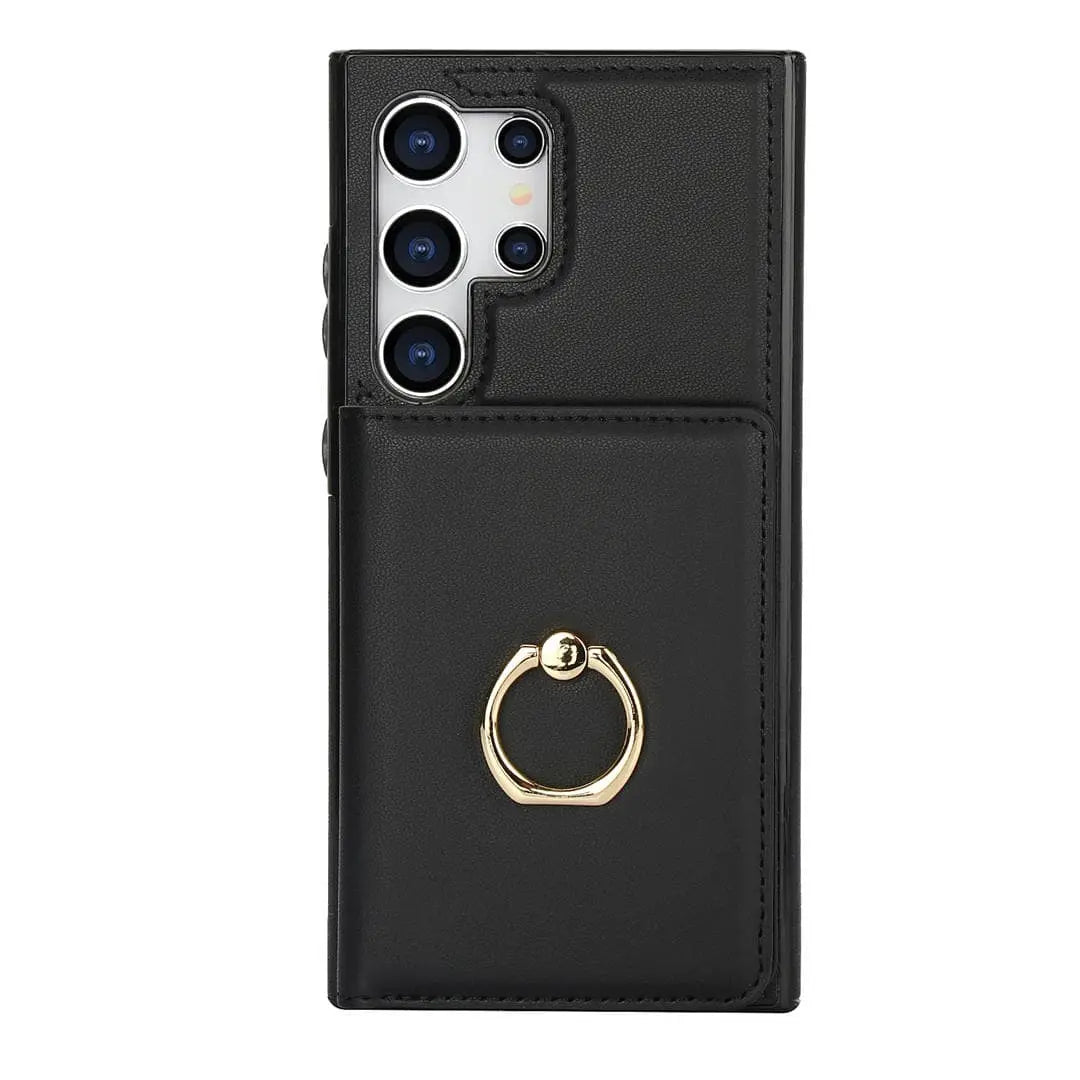 Phone case with ring and card slots
