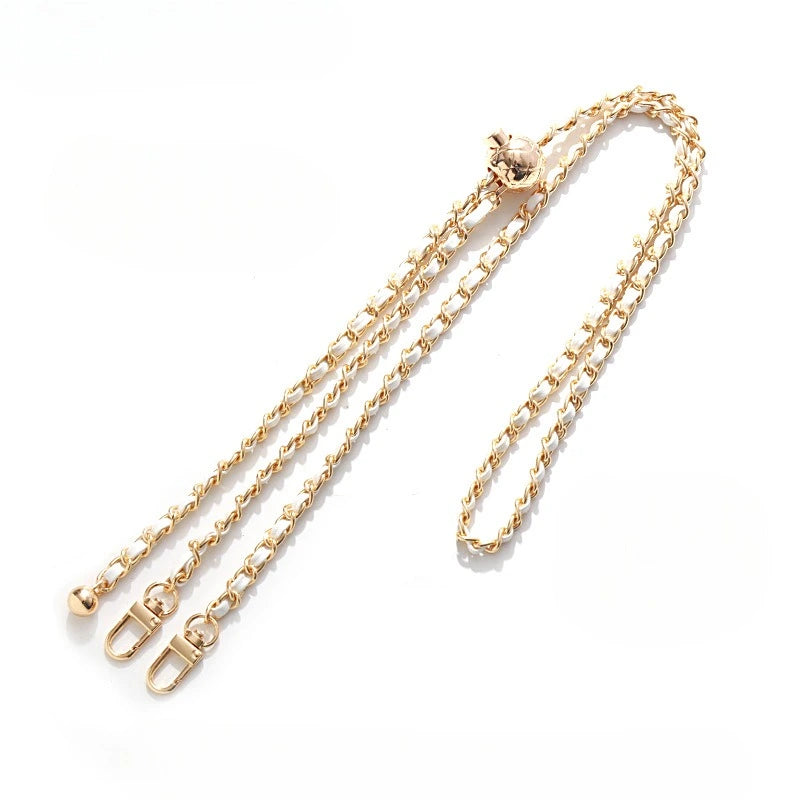black crossbody with gold chain