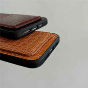 croc leather iPhone case with card holder
