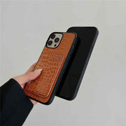 croc leather phone case with card slot