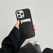 black croc iphone case with card holder