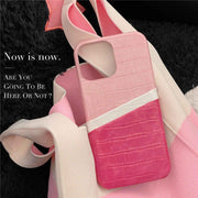 leather iPhone 15 case with double card holders