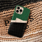 croc leather iPhone case with card holder