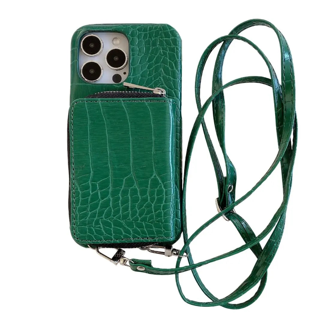 croc leather wallet iPhone case