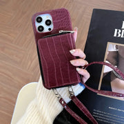 luxury leather phone case with strap