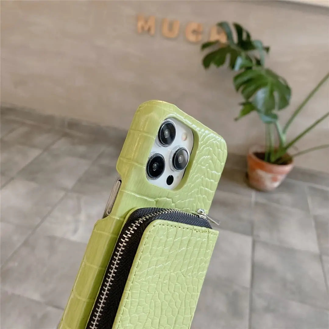 crocodile leather phone wallet
