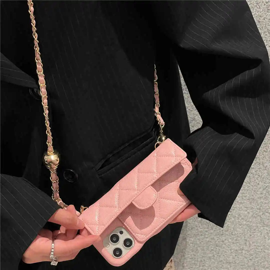 women's crossbody iphone case pink