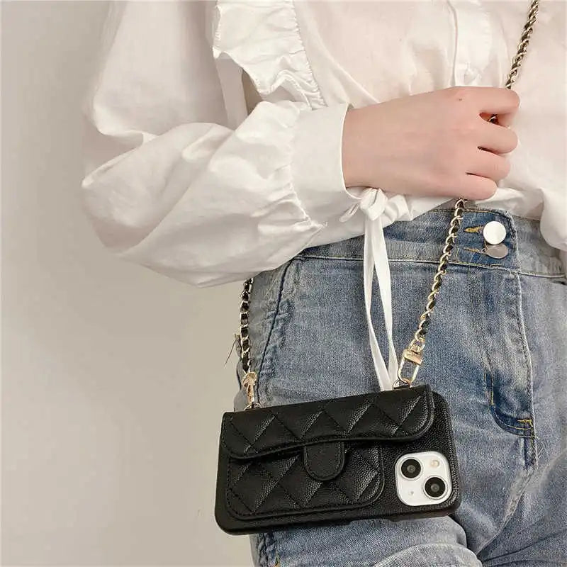 designer leather iPhone case with card holder