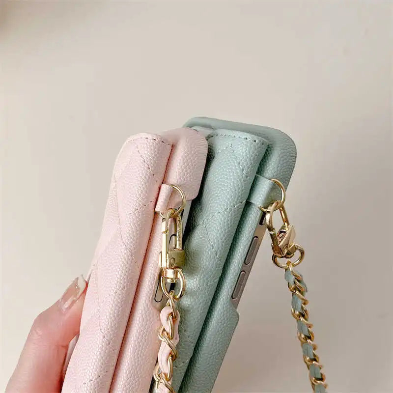 designer iPhone case with detachable crossbody strap