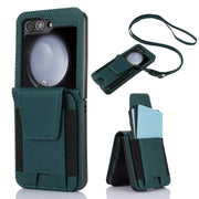 green Flip 5 leather crossbody case