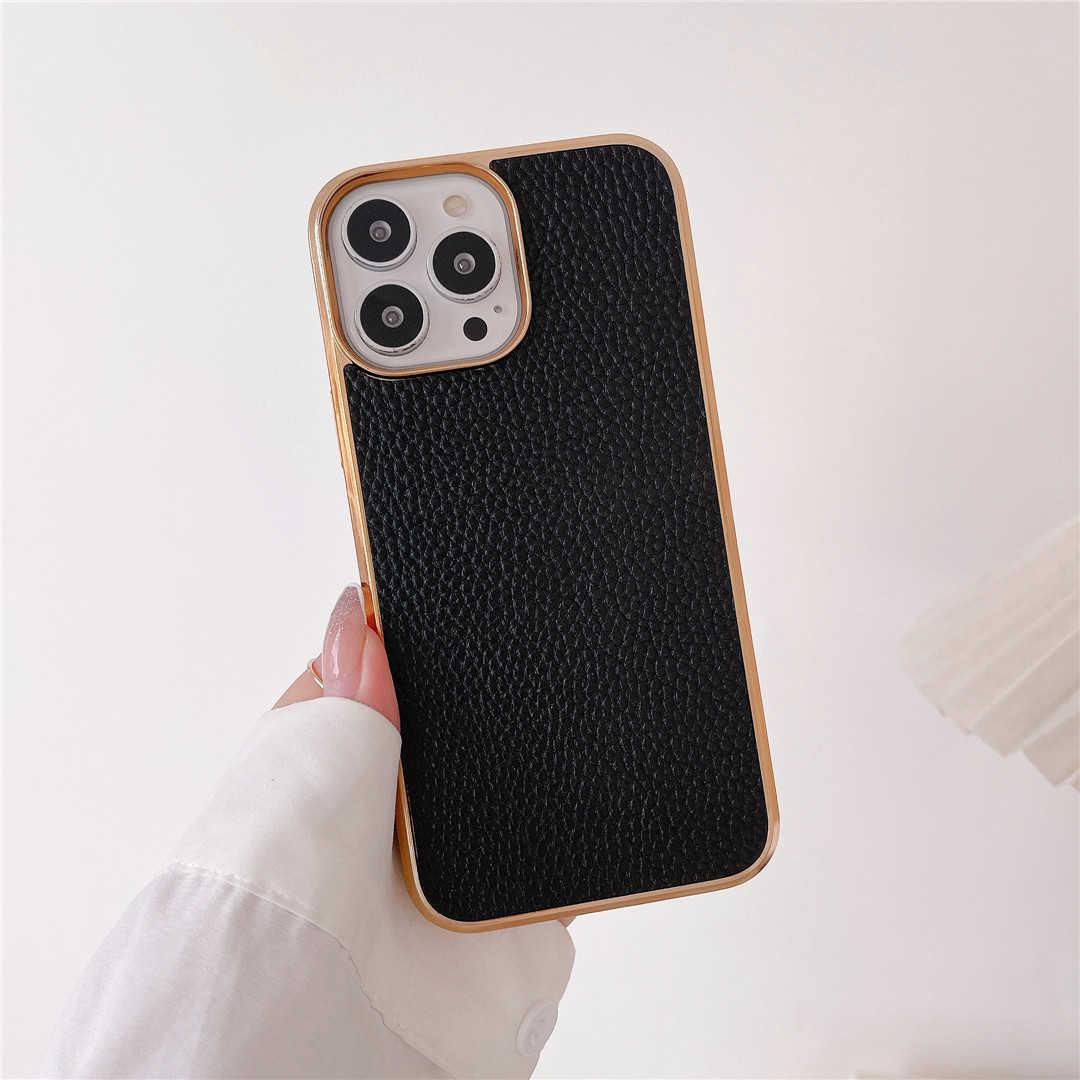 genuine leather iPhone 13 pro max case black