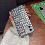 silver woven print iphone case