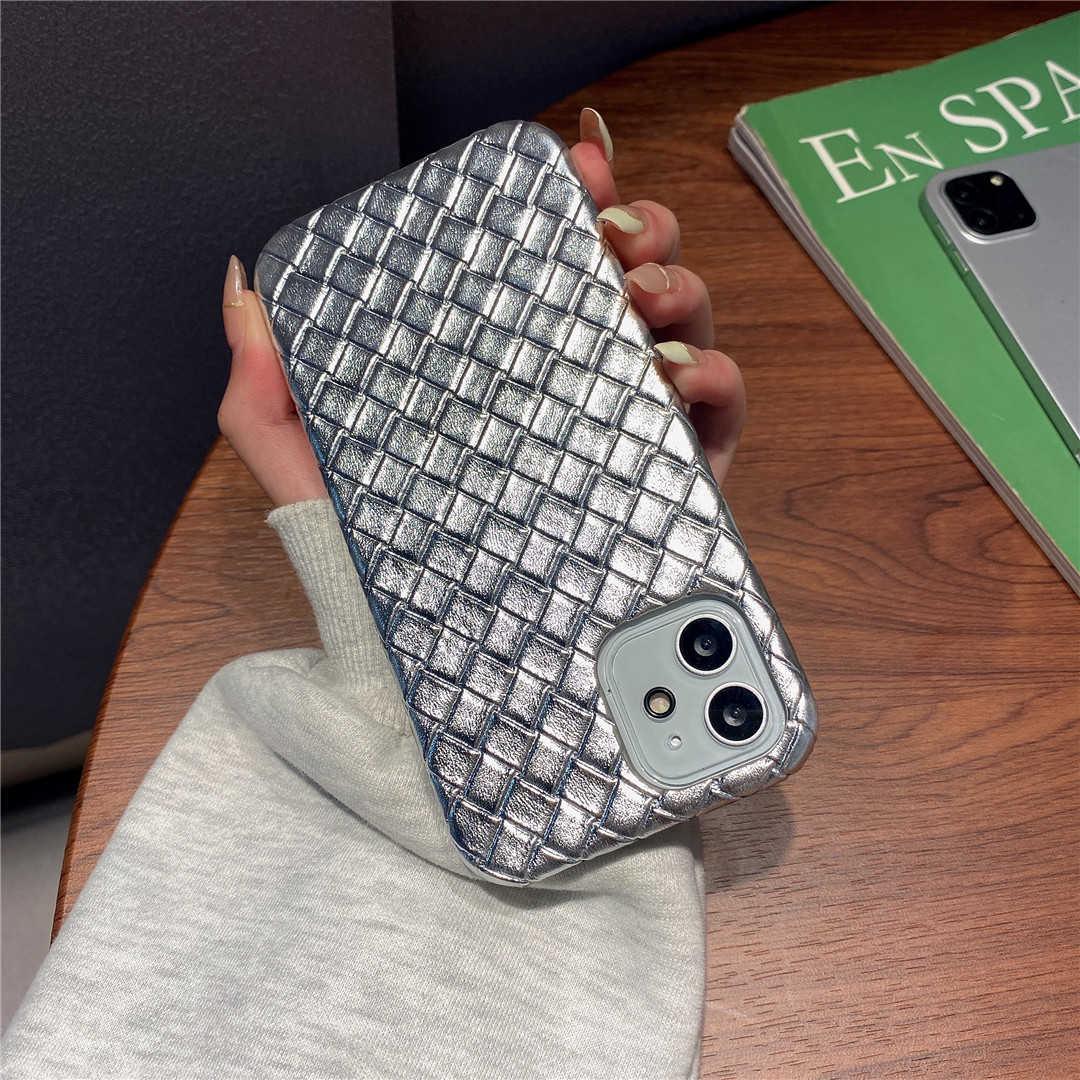 silver woven print iphone case