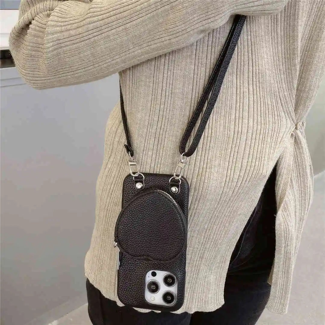leather iPhone case with airpods holder