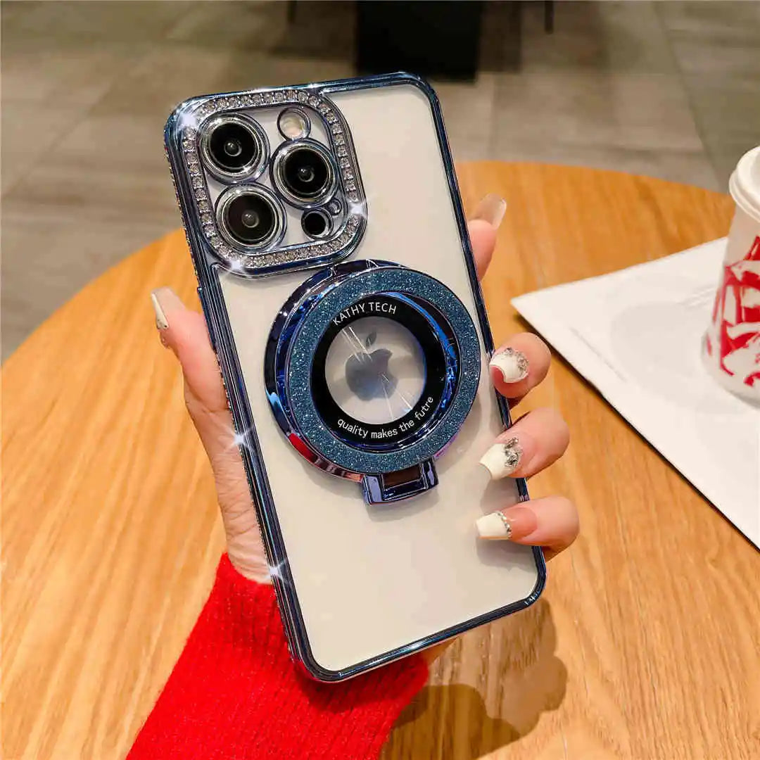 rhinestone iphone case wtih magsafe magnet ring