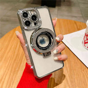 slim iPhone case with glitter ring stand