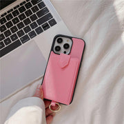 pink leather wallet iphone case