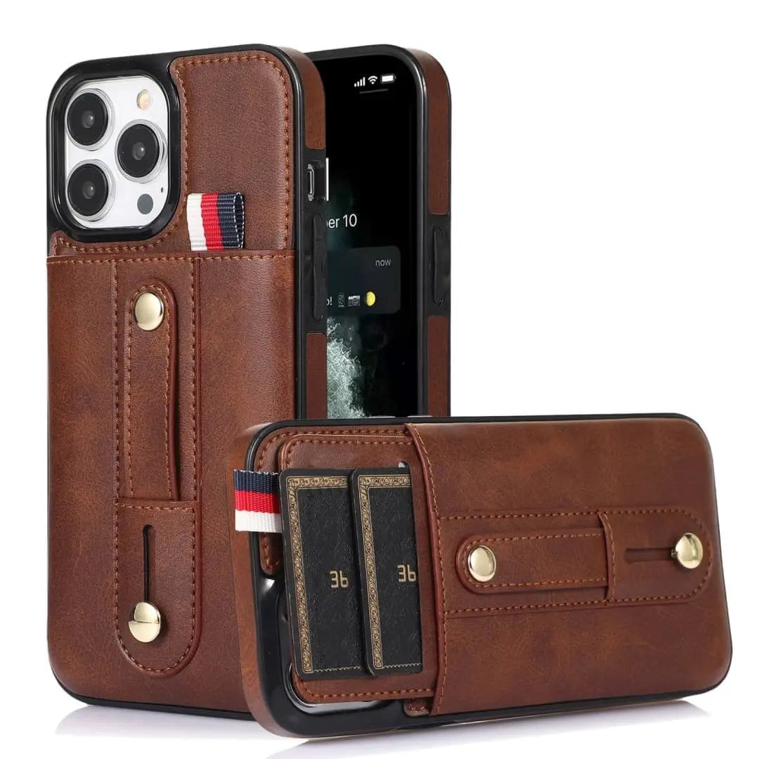 Retro leather iPhone case with card holder