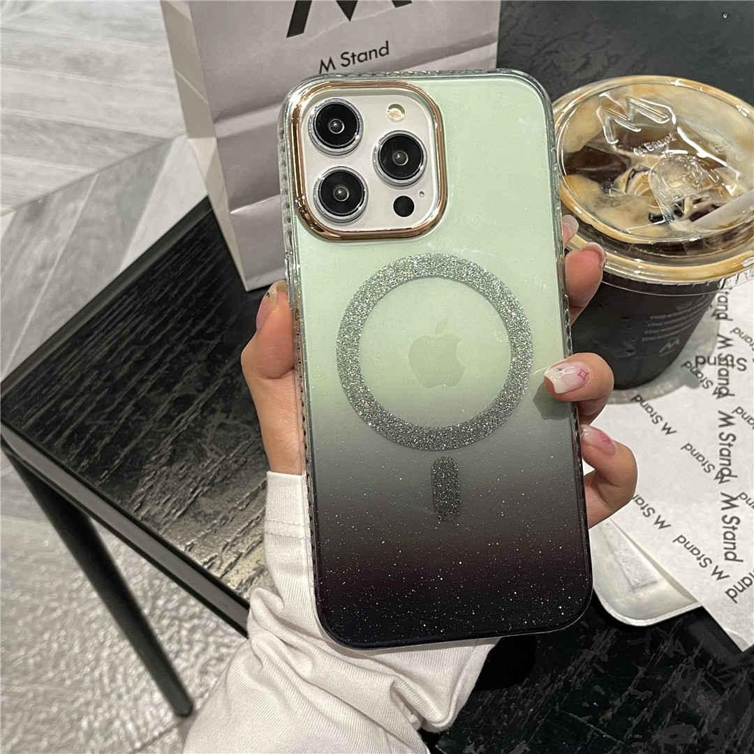 ombre green sparkling iPhone case magsafe