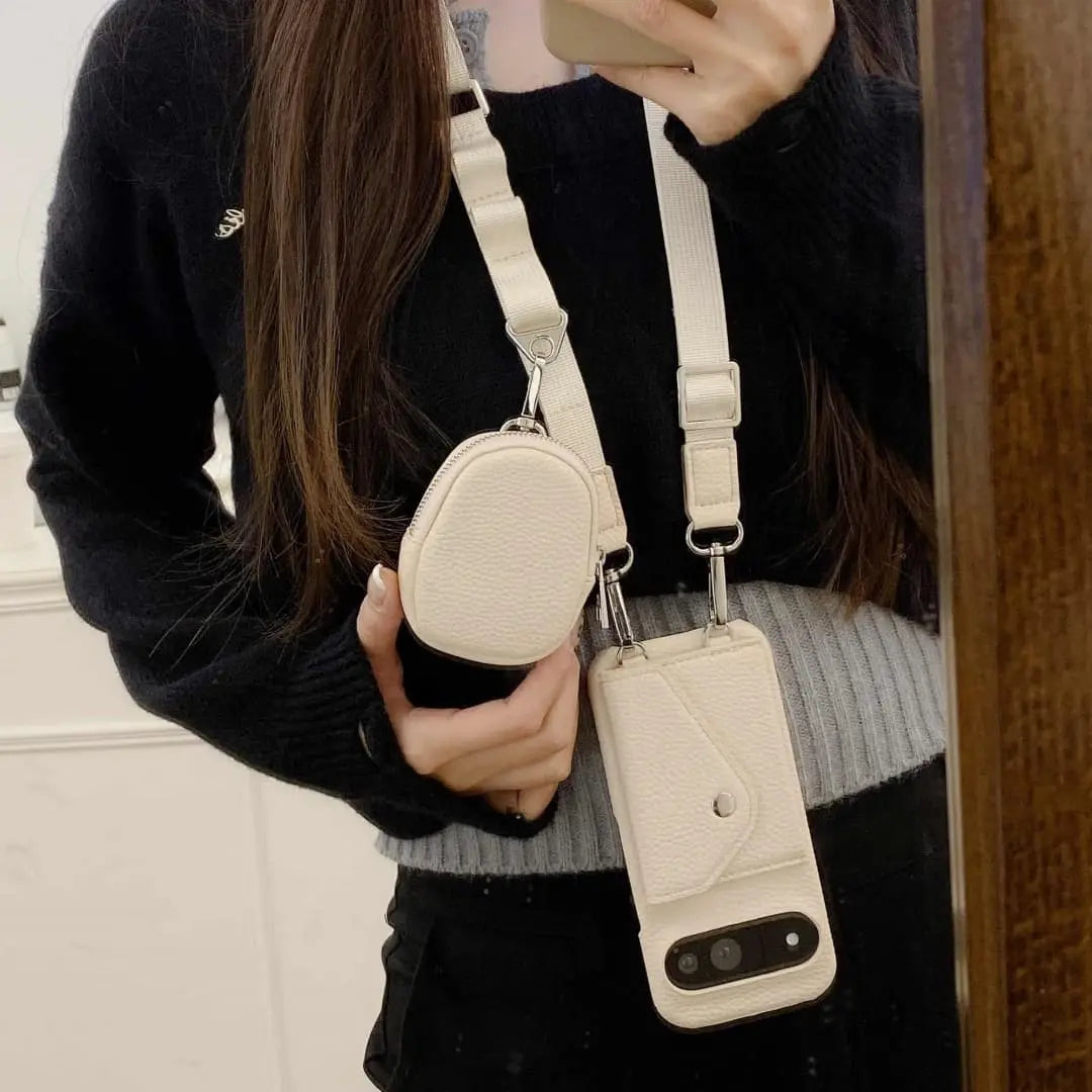 khaki crossbody pixel phone set