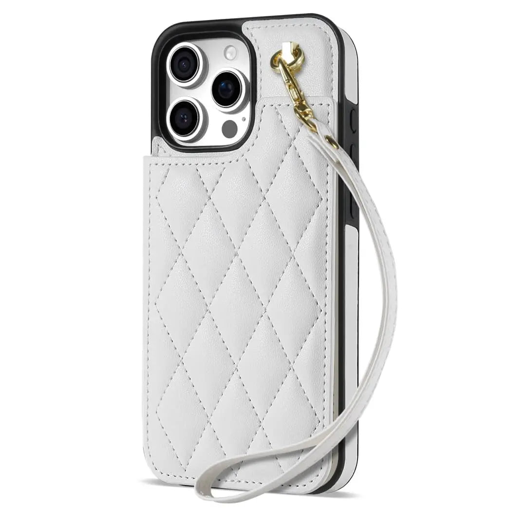 white iPhone flip wallet case
