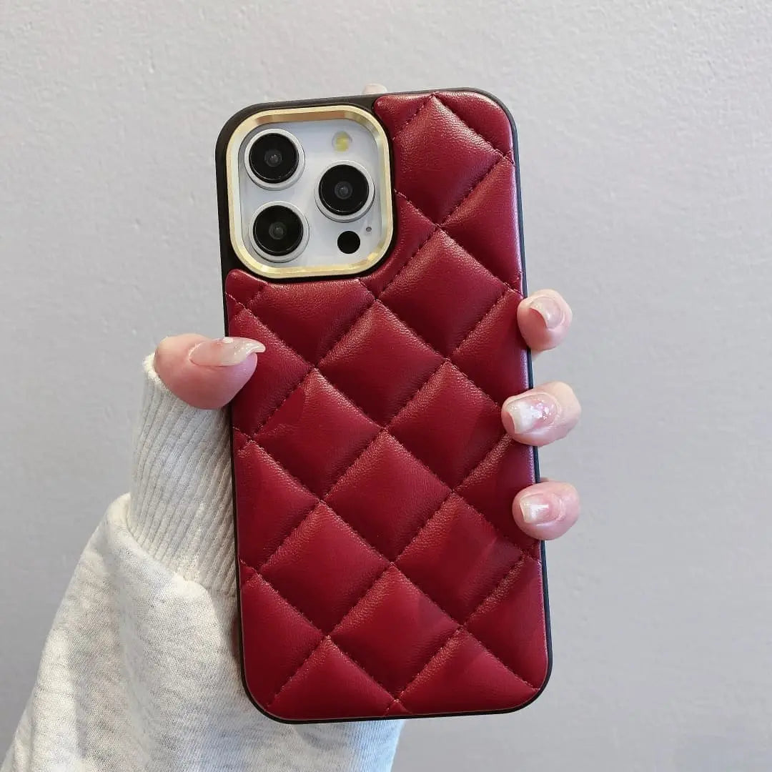 red quilted phone case