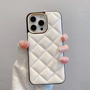 white quilted phone case