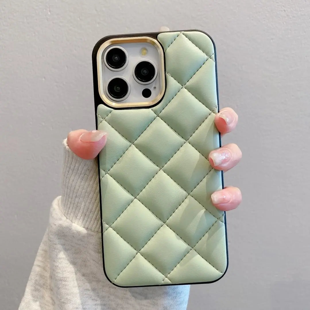 green quilted phone case