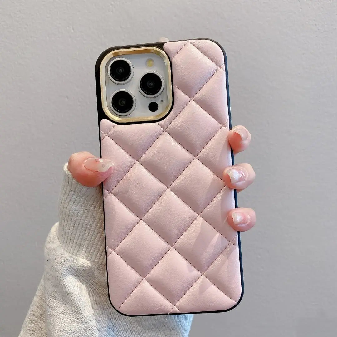 pink quilted phone case