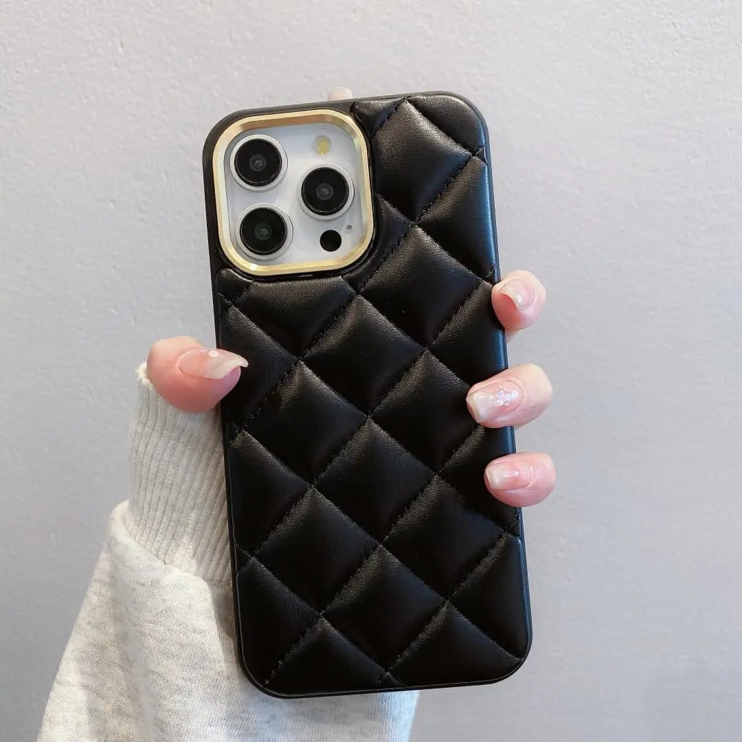 black quilted phone case