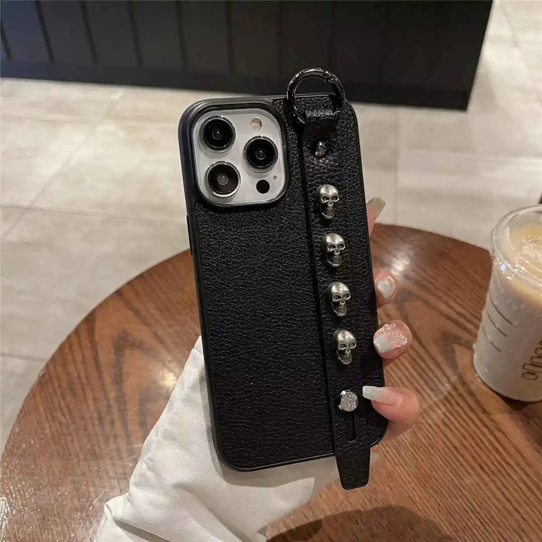 pebble leather iphone case with strap