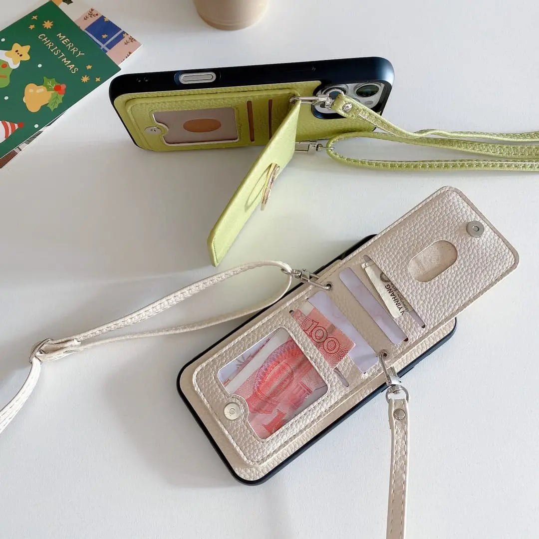 Crossbody flap wallet phone case