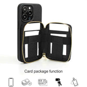 zipper wallet iPhone cover pebble leather