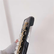leather iPhone case with charm