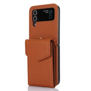 brown Galaxy z flip 4 wallet case