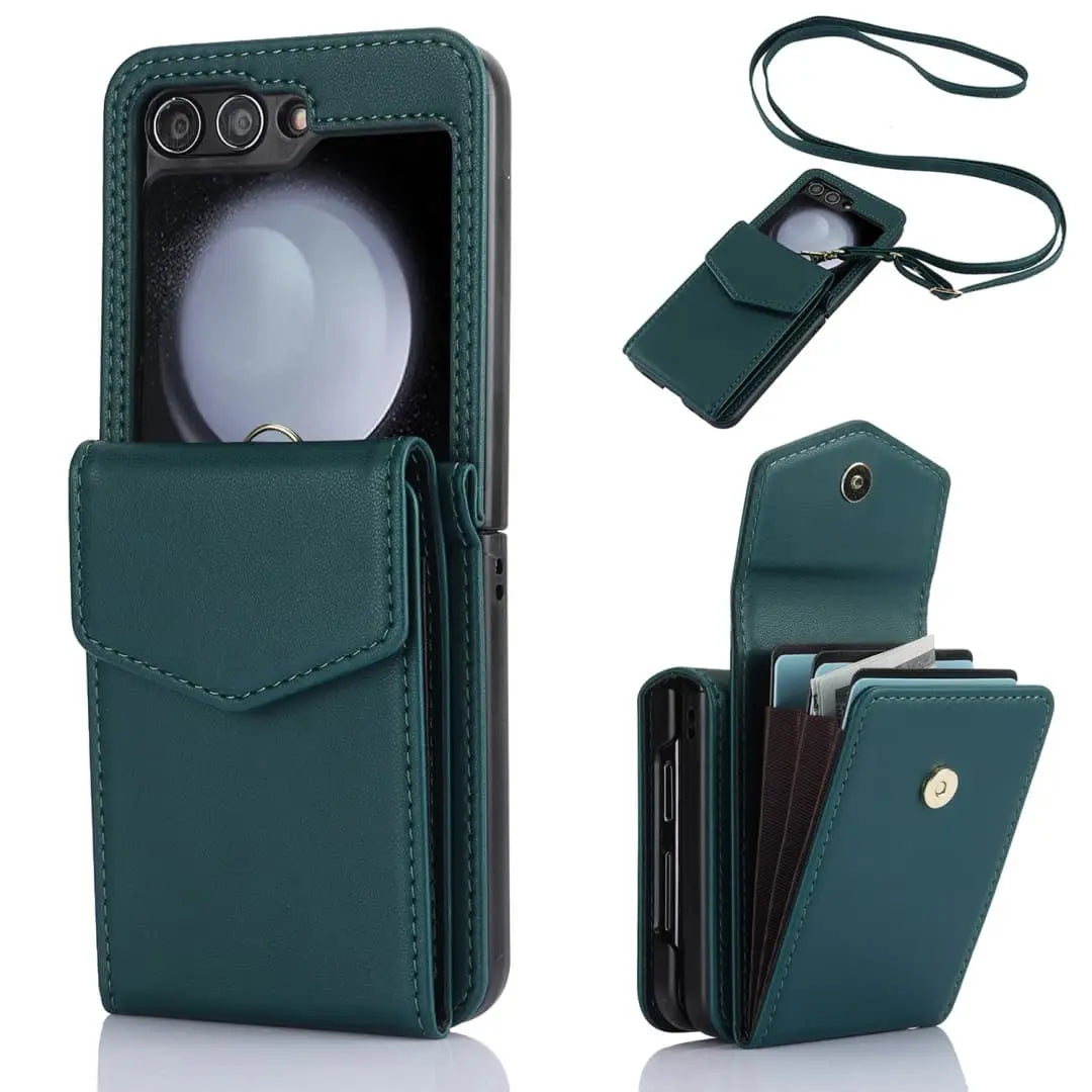 green crossbody galaxy z flip 5 wallet case