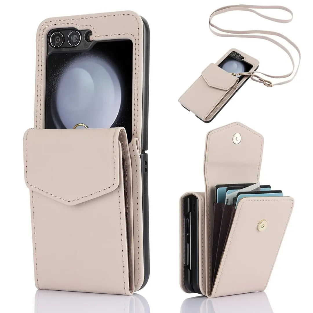 khaki crossbody galaxy z flip 5 wallet case