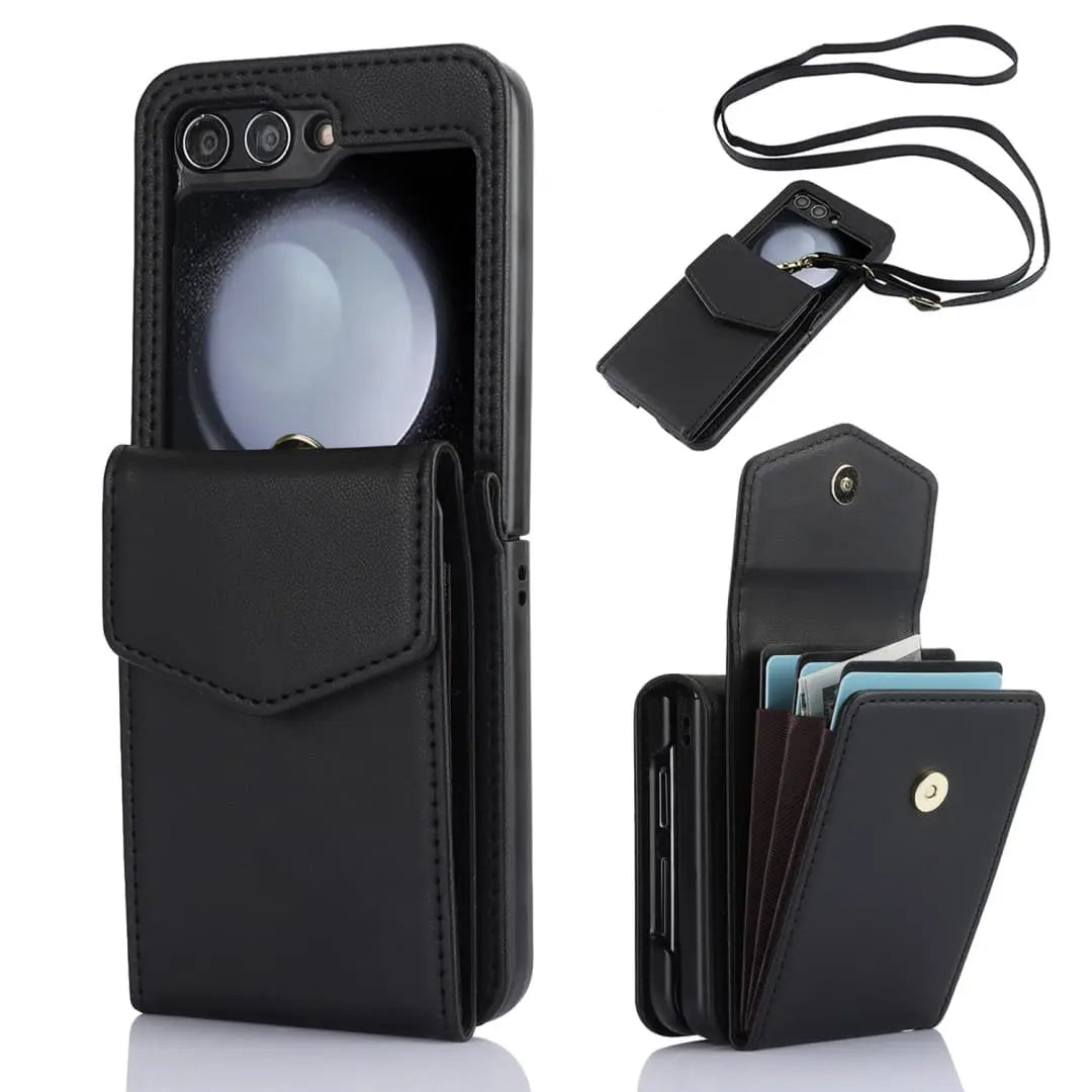 black crossbody galaxy z flip 5 wallet case