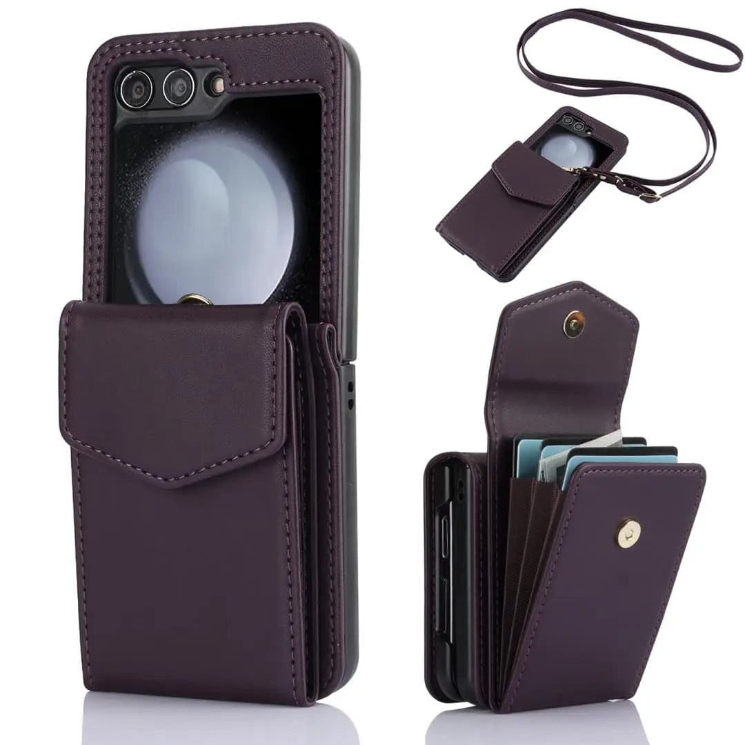 purple crossbody galaxy z flip 5 wallet case