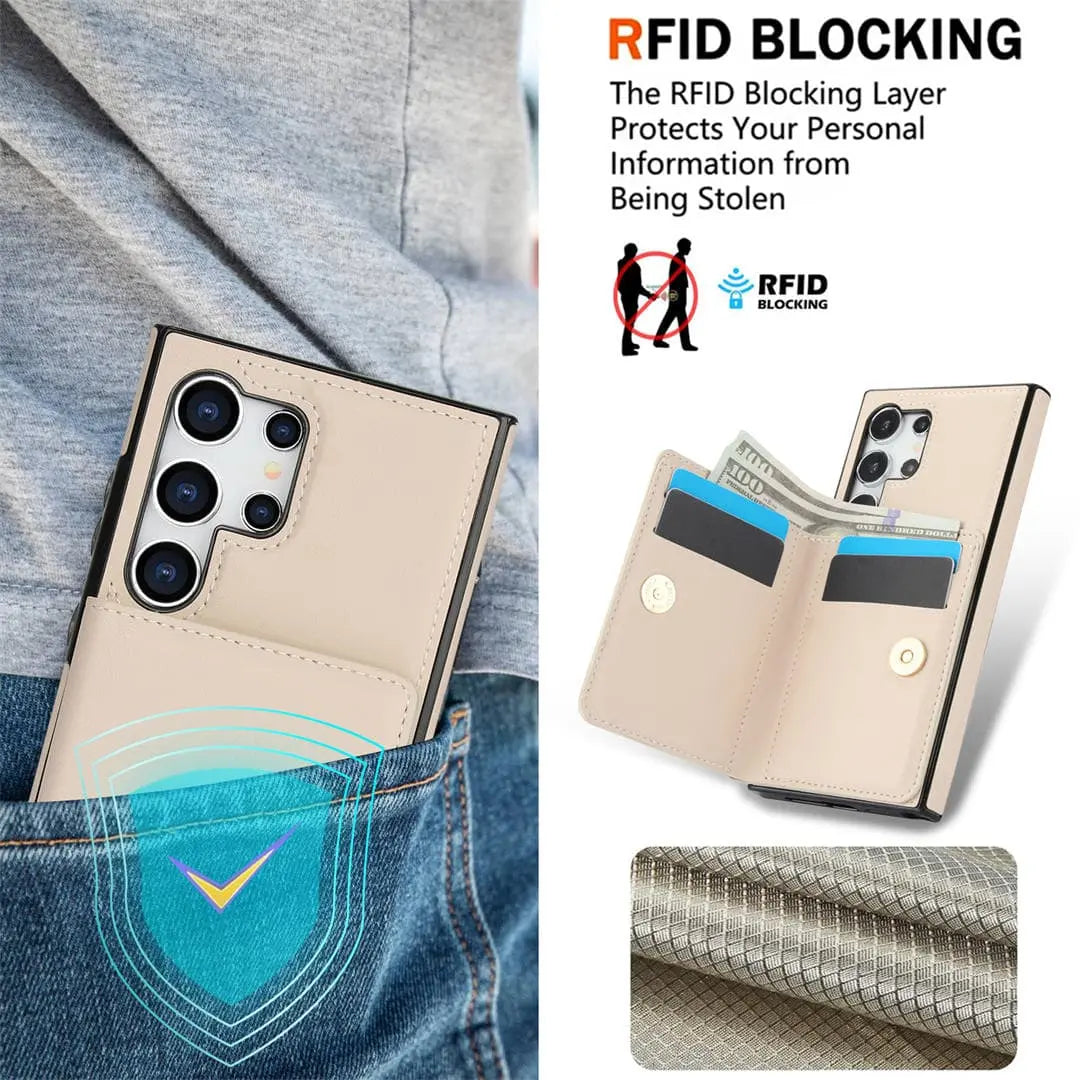 RFID blocking samsung wallet phone case