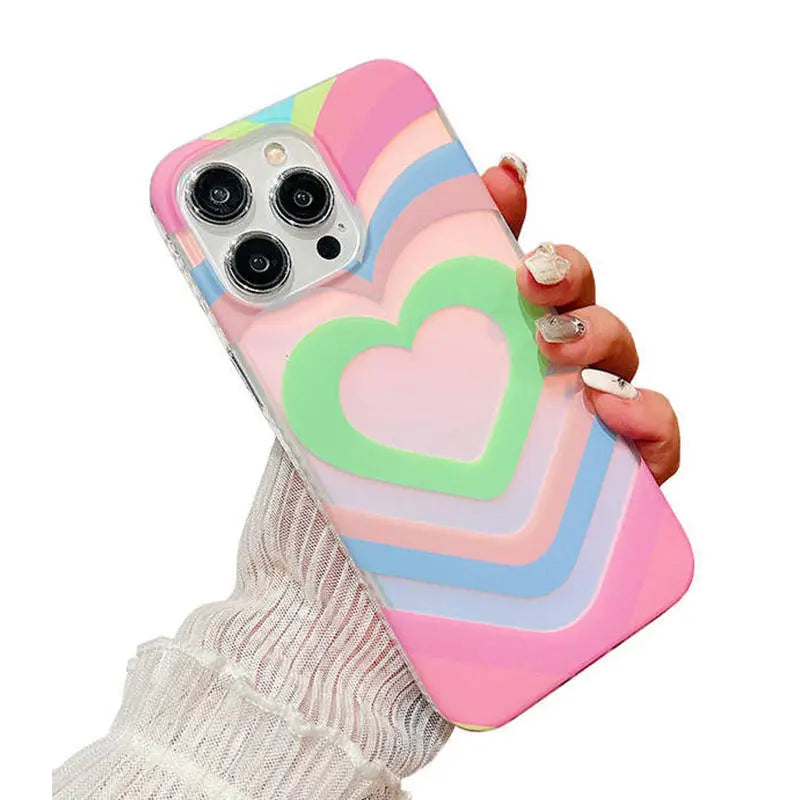 rainbow heart iphone case