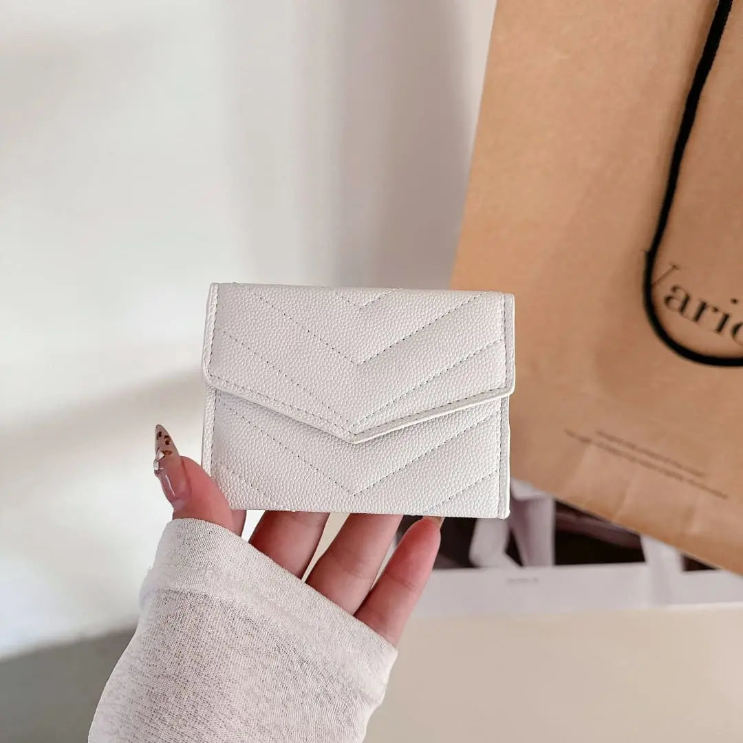 white chevron card wallet