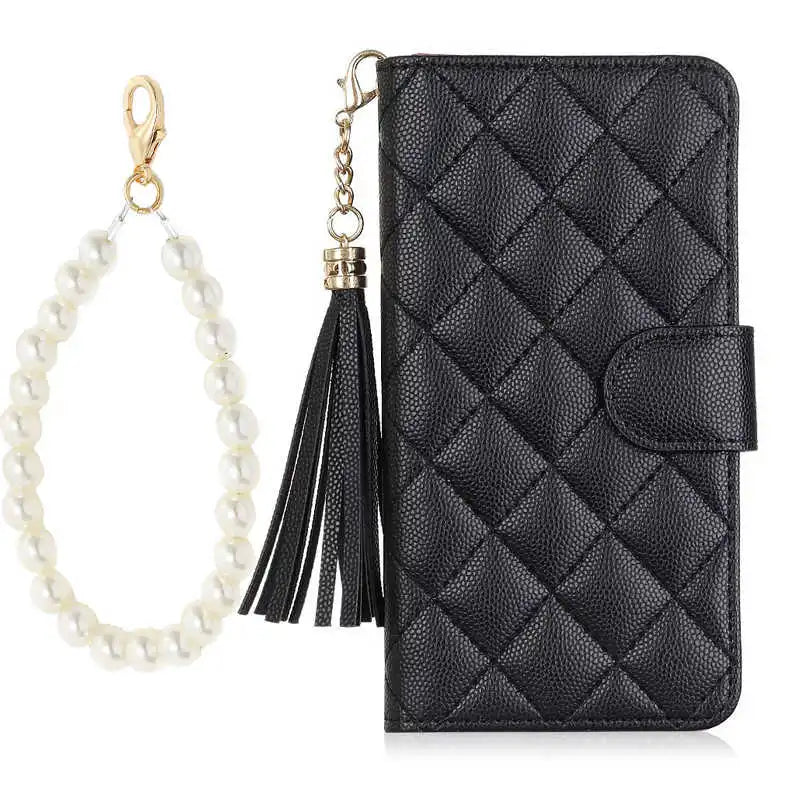 caviar leather folio wallet phone case