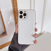 white lattice leather iphone case