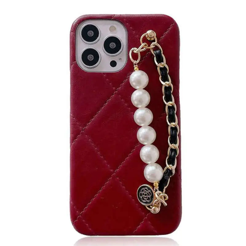 quilted iphone case with wrist chain