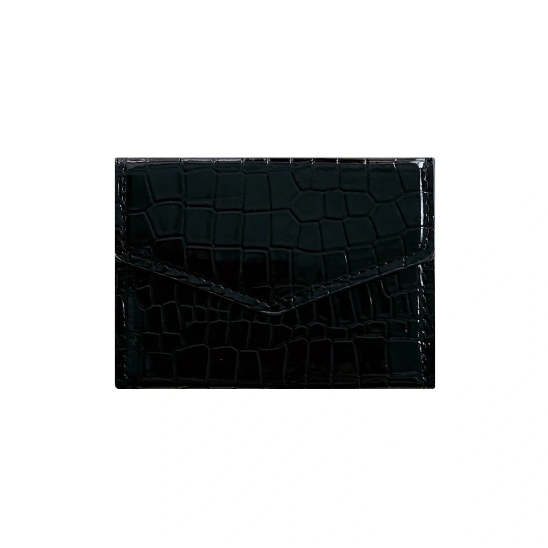 black croc card wallet