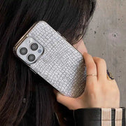 silver leather phone case