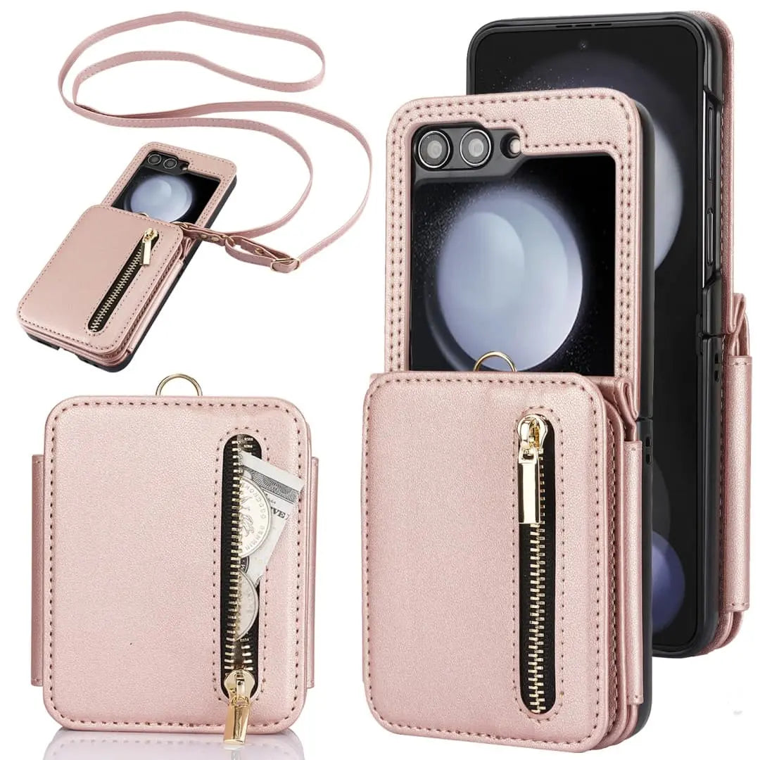 leather wallet phone case with strap