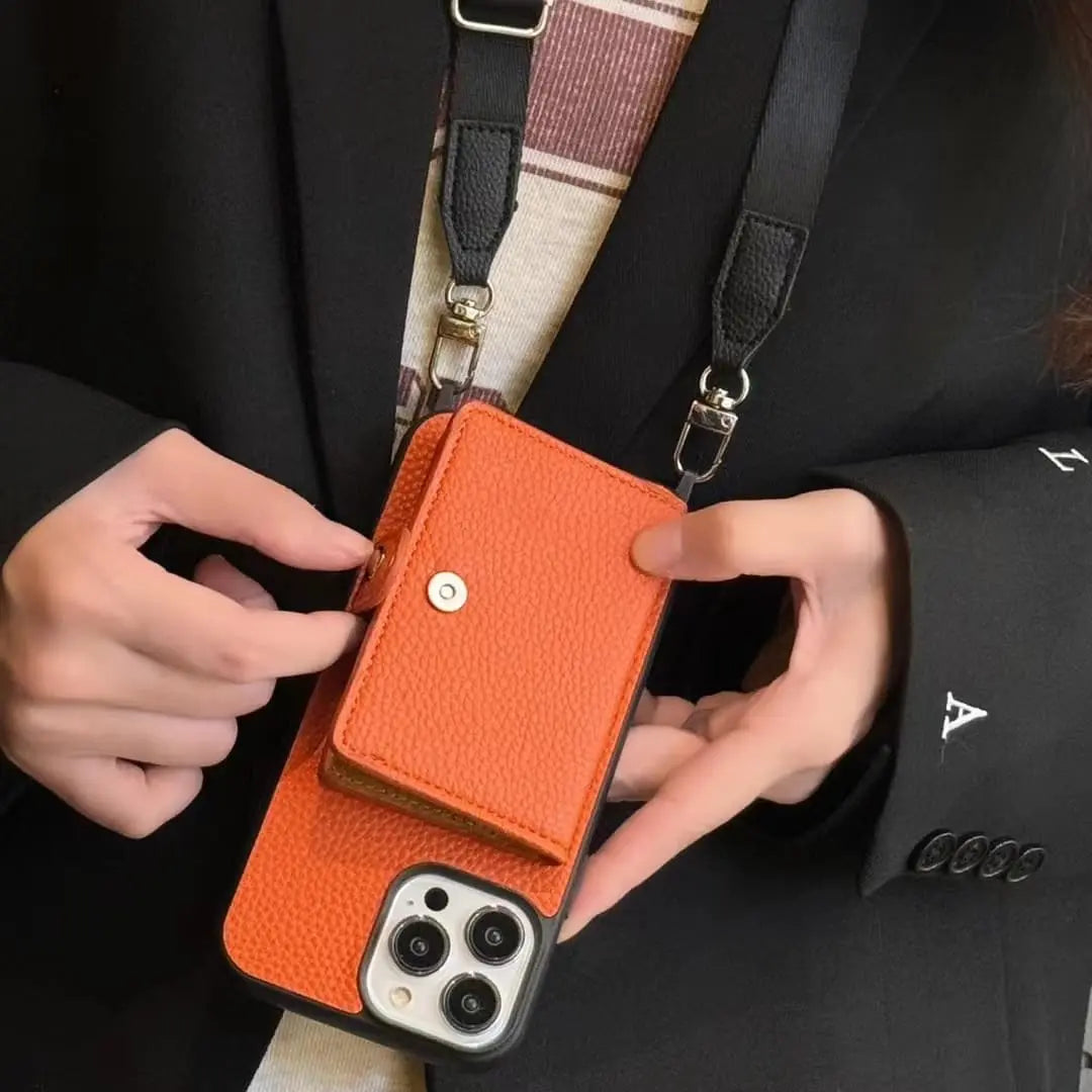 Leather iPhone Wallet Case Crossbody