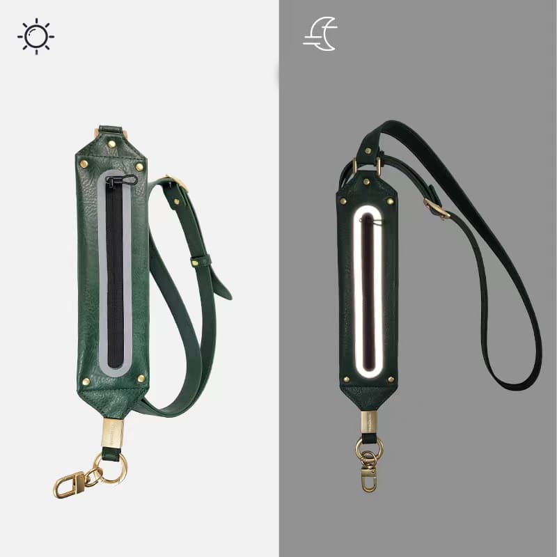 Phone Strap Crossbody with Zipper Pocket - Leather